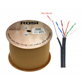 Dây mạng ROSI - NGOÀI TRỜI Cat 5E - FTP [8 sợi/Dây chịu lực/màu đen]